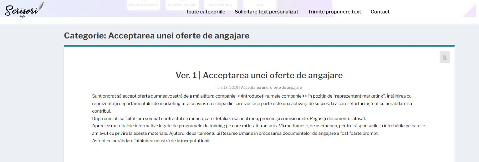 Cât se câștigă din Google AdSense în România? Studiu de caz 5 Acceptarea unei oferte de angajare scrisori