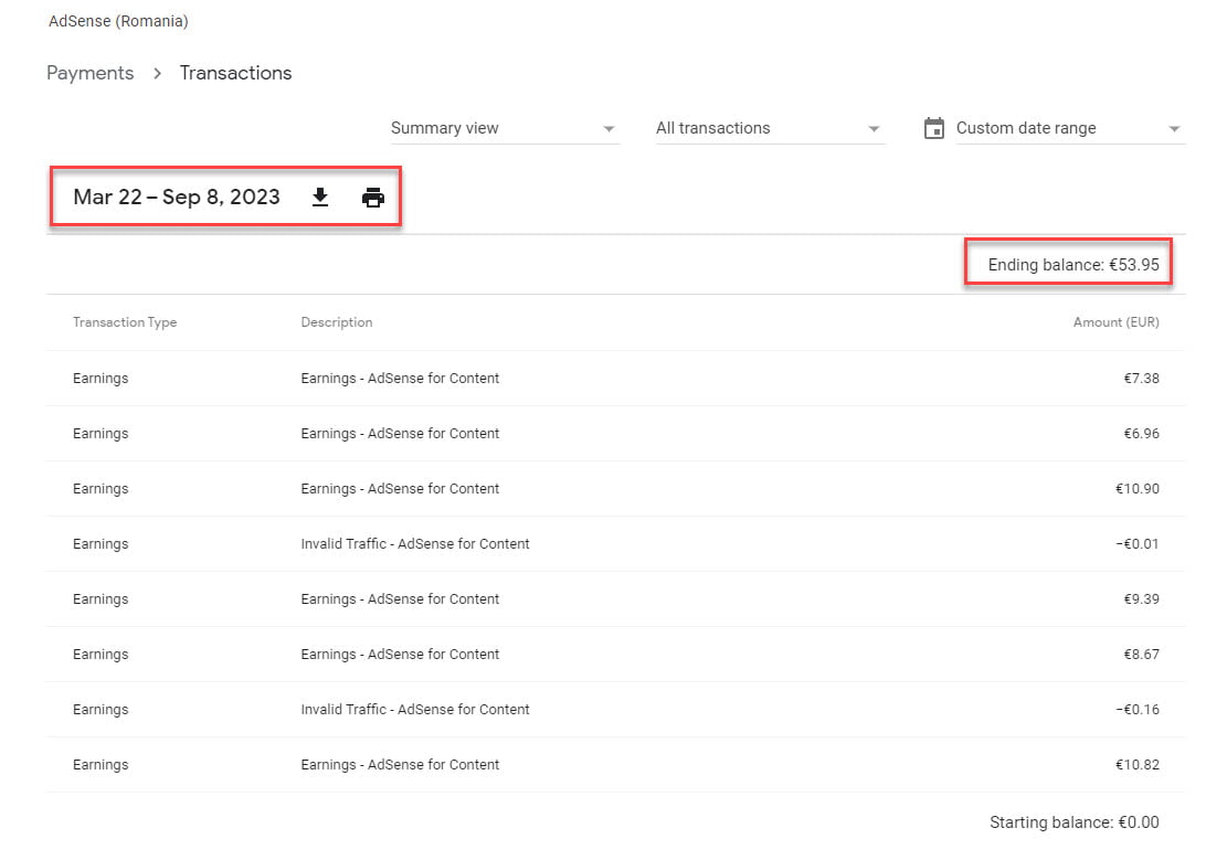 Cât se câștigă din Google AdSense în România? Studiu de caz 1 castiguri adsense detaliat