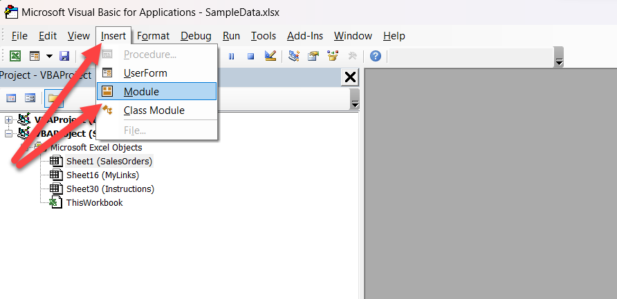Cum numărăm celulele de o anumită culoare în Excel? 1 insert module