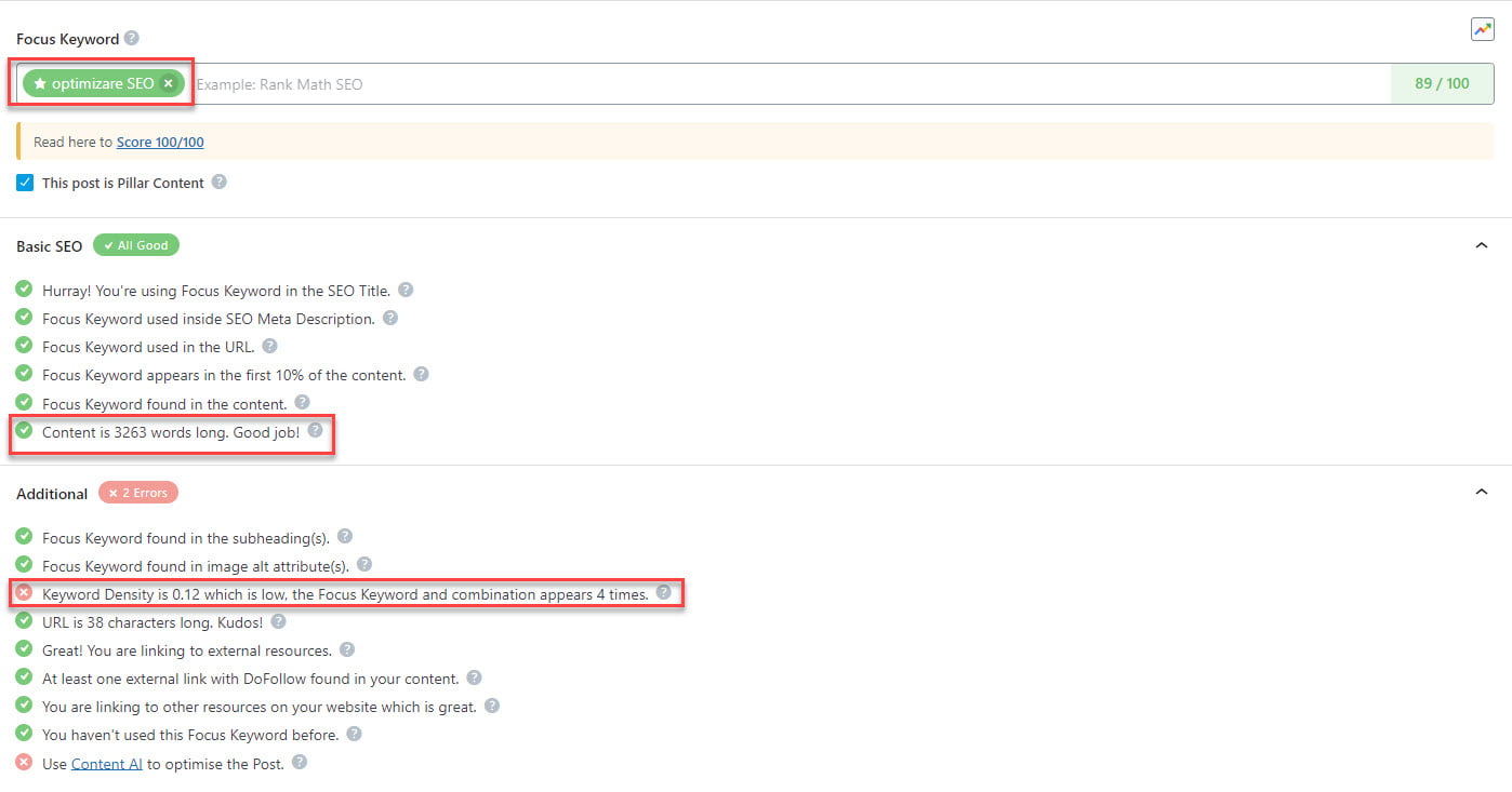 nr cuvinte cheie optimizare pe pagina ghid SEO