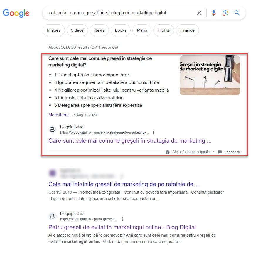 Featured Snippet Blog Digital