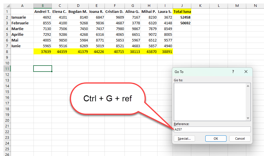 Ctrl G plus referinta
