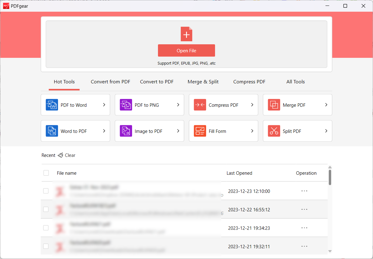 PDF Gear Principalele optiuni