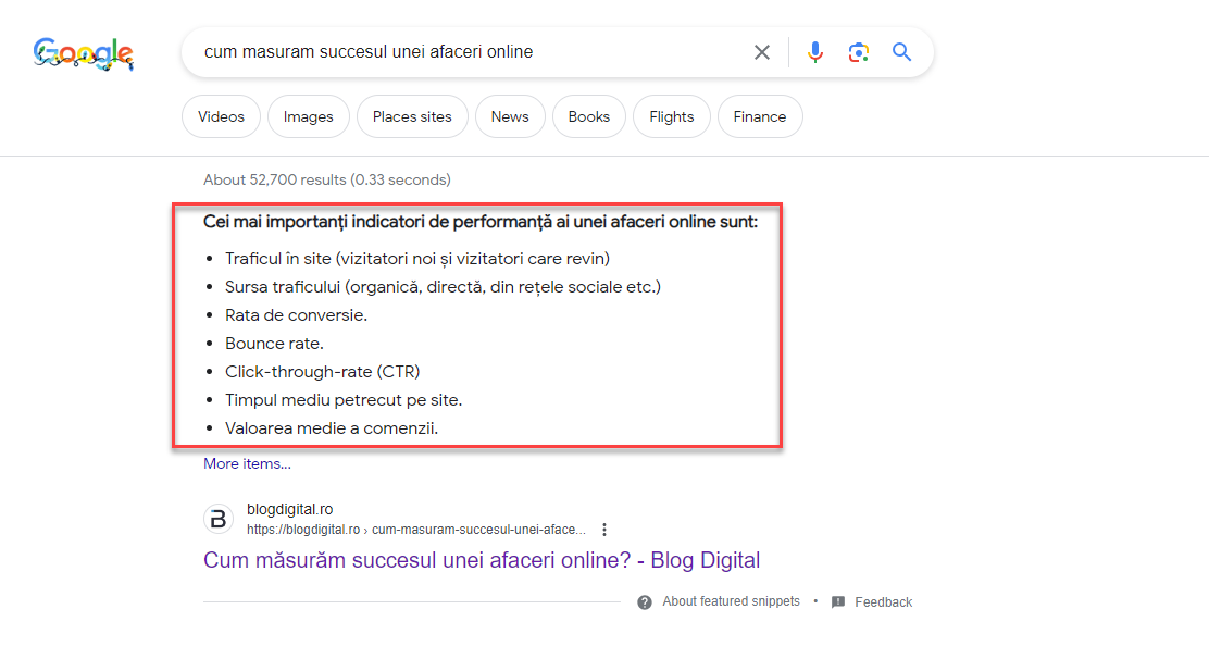 snippet succes afacere online