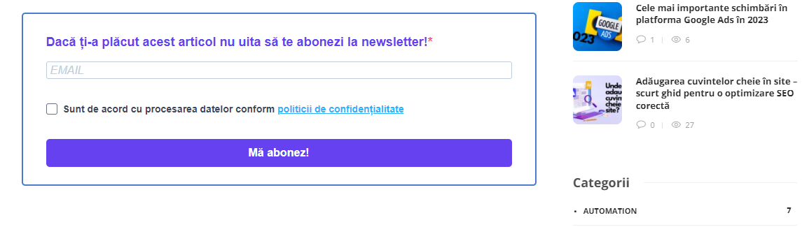 Cât costă promovarea online pentru fiecare canal de marketing în parte? 2 newsletter blog