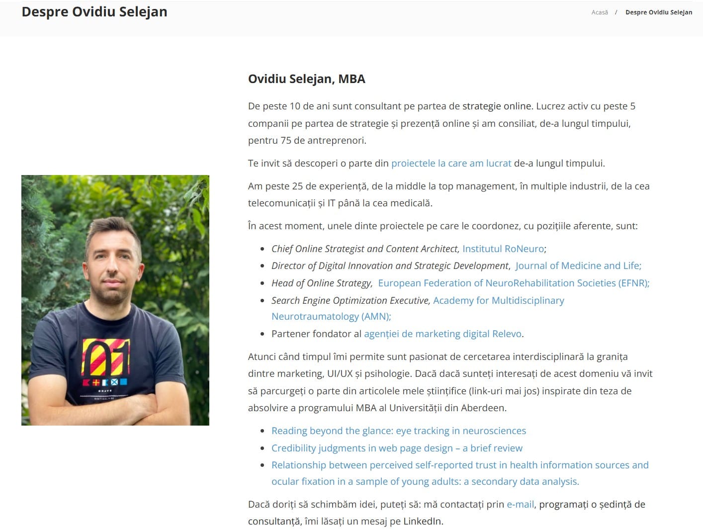 Brand personal: cum apari în Google și ChatGPT? 3 exemplu pagina despre mine